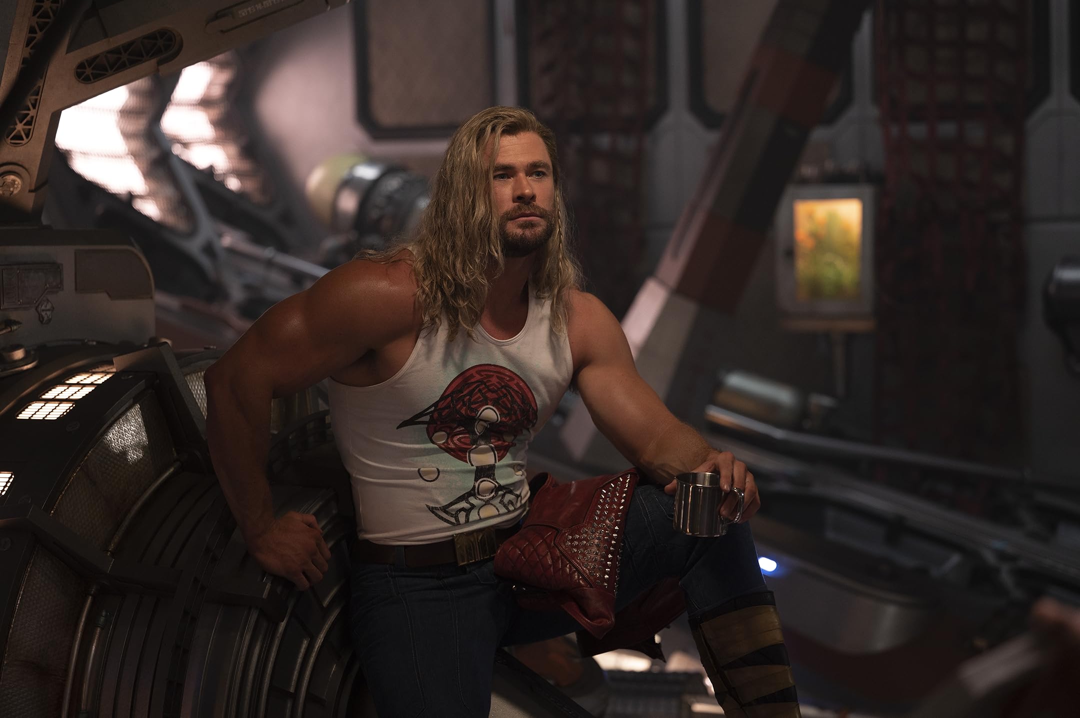 Officially released still of Thor inside Quill’s ship from Thor: Love and Thunder.