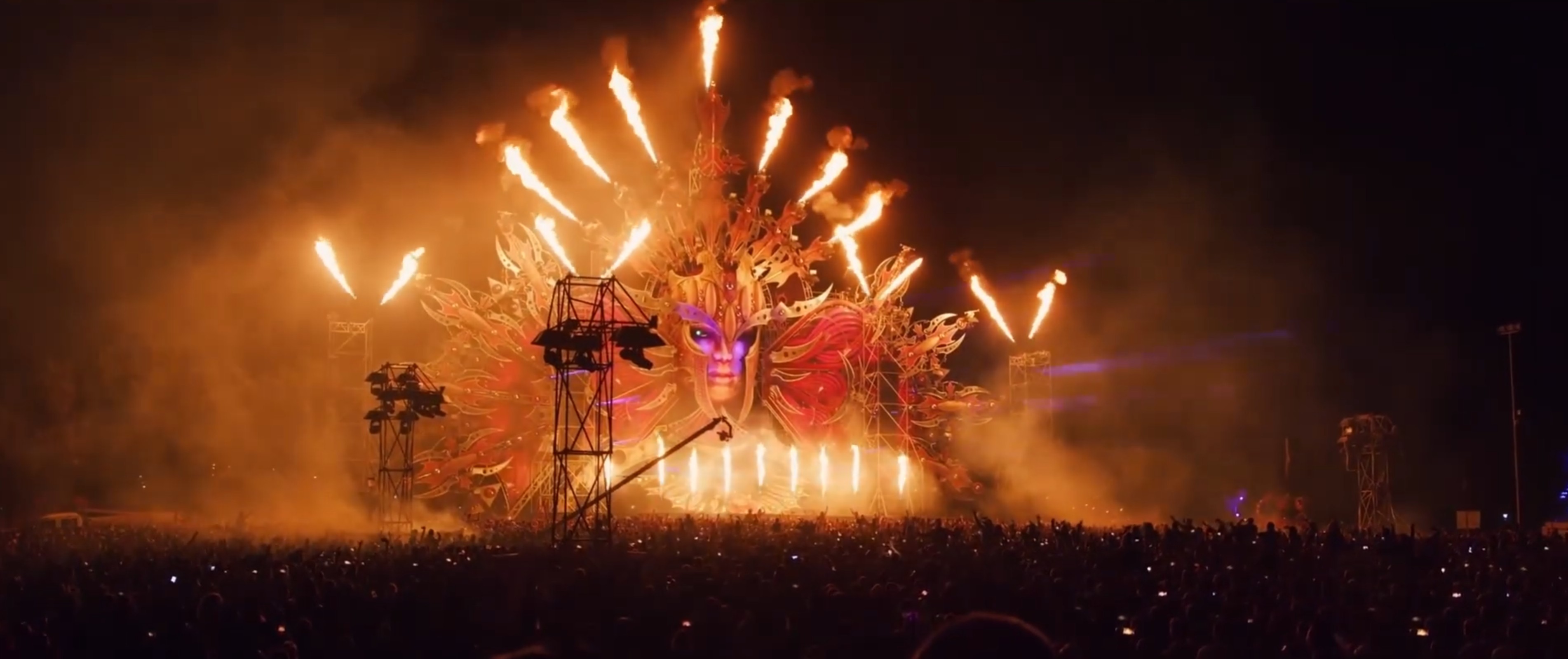Main-stage fire spectacle and performers, Defqon.1 Australia.