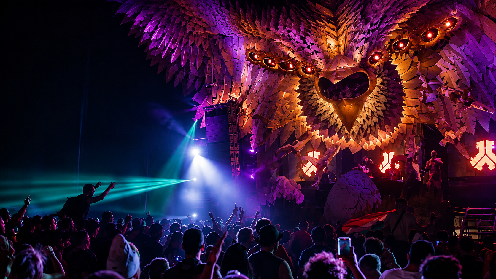 Chicken Stage at night with dancefloor depth, Defqon.1 Australia.